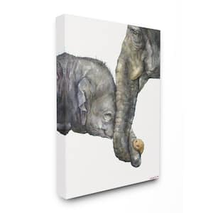 16 in. x 20 in. "Cute Baby Elephant Family" by George Dyachenko Canvas Wall Art