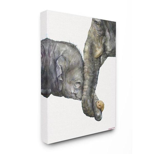 Stupell Industries 30 in. x 40 in. "Cute Baby Elephant Family" by George Dyachenko Canvas Wall Art