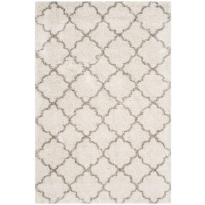 Hudson Shag Ivory/Gray 9 ft. x 12 ft. Geometric Quatrefoil Area Rug