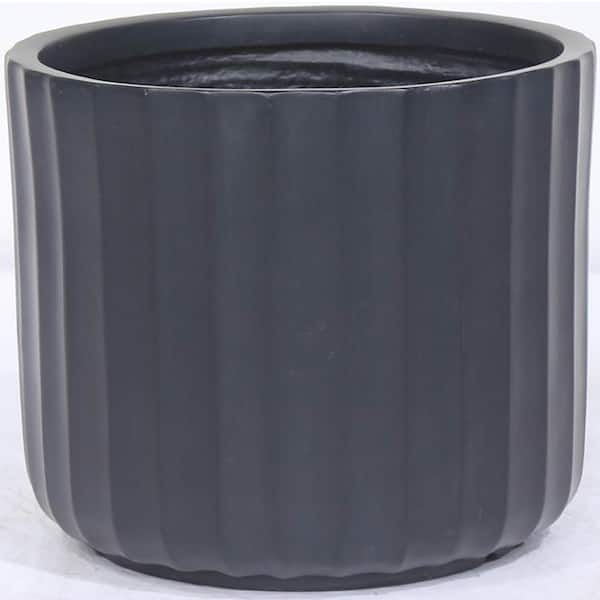 Unbranded 9.5 in. L x 9.5 in. W x 8 in. H 1 qt. Black Indoor/Outdoor Fiber Stone Industrial Cylinder Pot (4 Per Carton)
