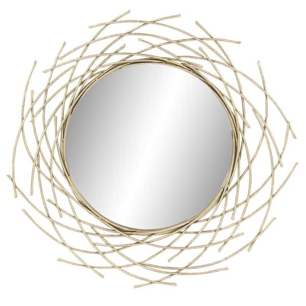 CosmoLiving by Cosmopolitan 39 in. x 39 in. Starburst Round Framed Gold Wall Mirror
