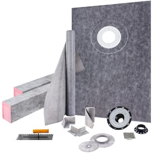 38 x 60 in. Waterproof Tile Ready Shower Pan with 4 in. ABS Offset Bonding Flange Polyethylene Shower Pan Liner, Gray