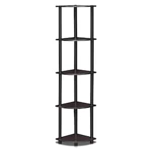 Turn-N-Tube Dark Walnut 5-Shelf Corner Open Shelf