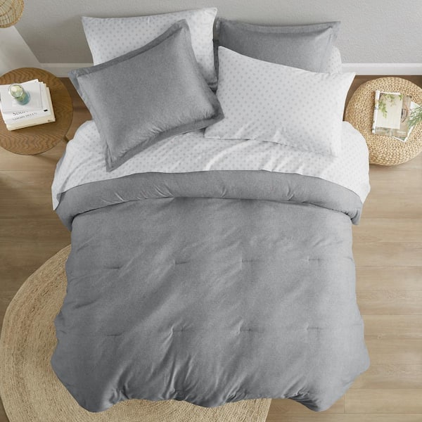 Camden 5-Piece Gray Microfiber Twin/Twin XL Comforter Set with Bed Sheets