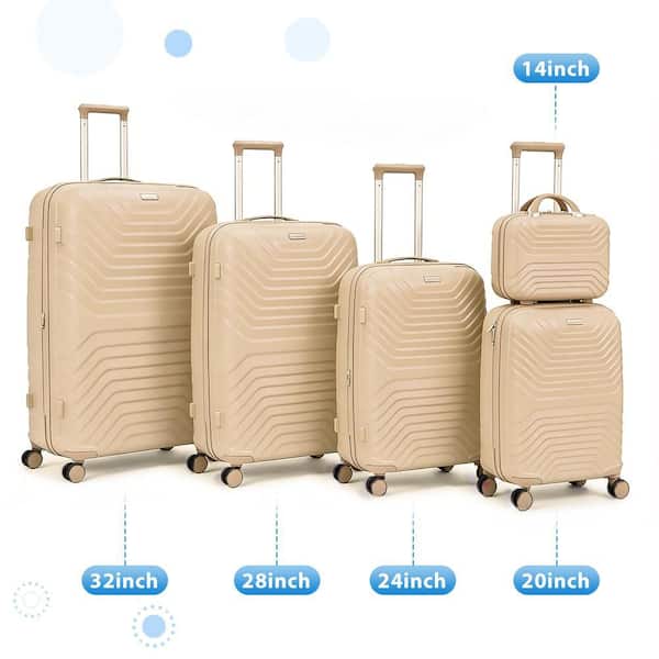 HIKOLAYAE 5-Piece PP Khaki Hardside Spinner Luggage Set Travel