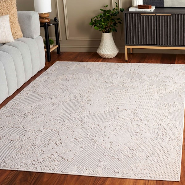 Milos 4 ft. x 6 ft. Ivory Abstract High-Low Indoor/Outdoor Area Rug