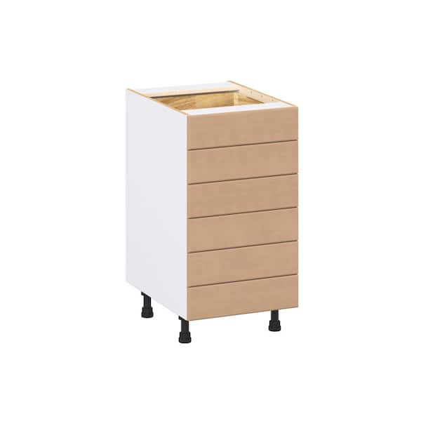 J COLLECTION Lakewood 18 in. W x 24.5 in. D x 34.5 in. H Assembled Shaker Drawer Base Kitchen Cabinet in Sugar Cookie with 6-Drawers