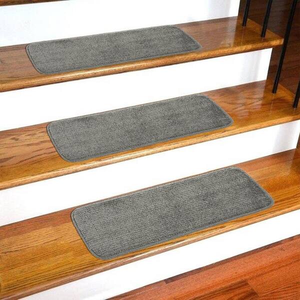 Ottomanson Softy Collection Gray 9 In, Outdoor Non Slip Stair Treads For Wood Home Depot