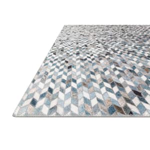 Maddox Ocean/Grey 2 ft. 6 in. x 7 ft. 6 in. Contemporary 100% Polyester Runner Rug