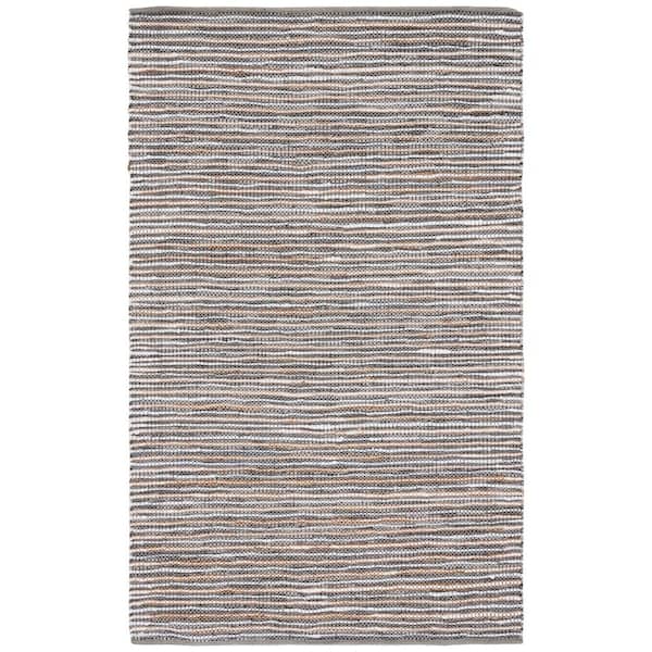 Vintage Leather 8 ft. x 10 ft. Gray/Ivory Striped Area Rug