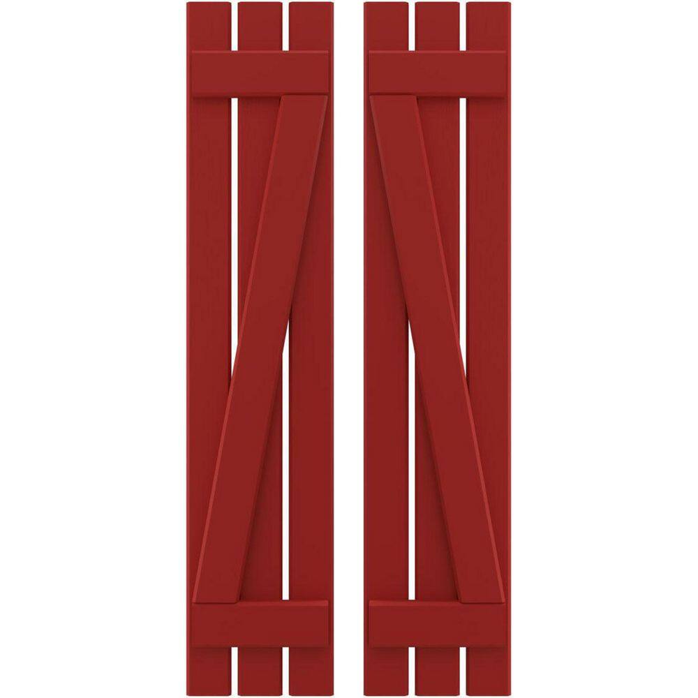 11-1/2 in. W x 46 in. H Americraft 3 Board Exterior Real Wood Spaced Board and Batten Shutters with Z-Bar Fire Red price history on PriceWatchPro