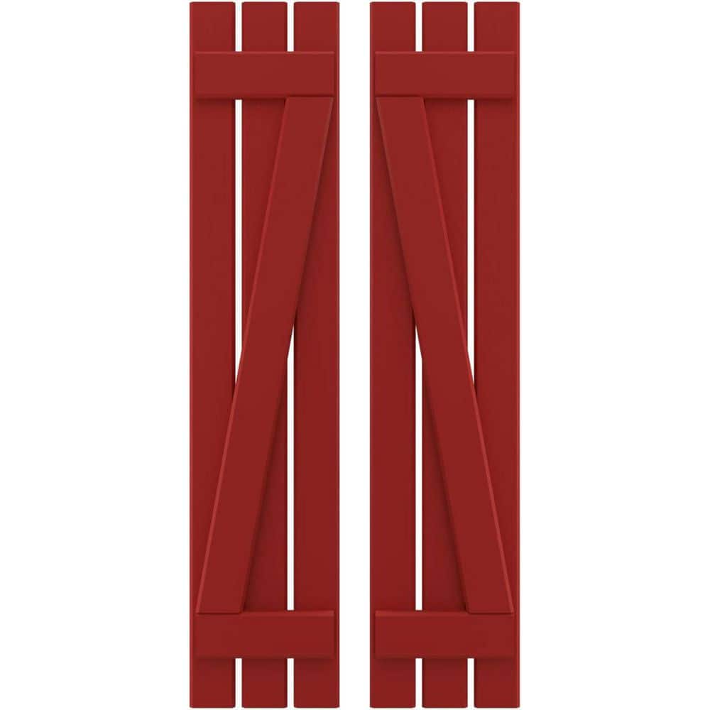 11-1/2 in. W x 62 in. H Americraft 3-Board Exterior Real Wood Spaced Board and Batten Shutters with Z-Bar in Fire Red price history on PriceWatchPro