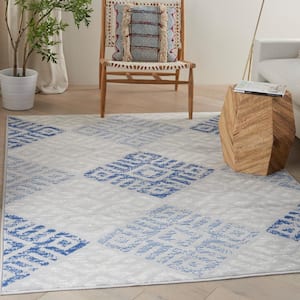 Whimsicle Grey Blue 6 ft. x 9 ft. Geometric Modern Area Rug