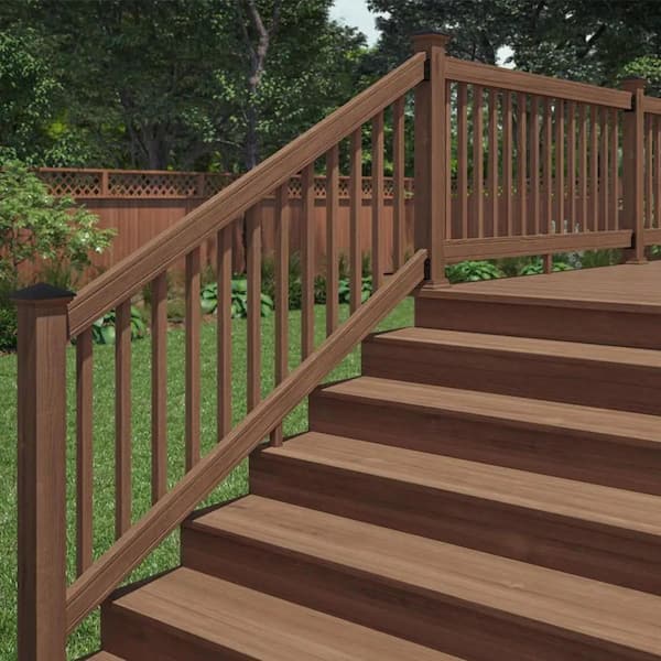 6 ft. Walnut-Tone Southern Yellow Pine Stair Rail Kit with B2E Balusters
