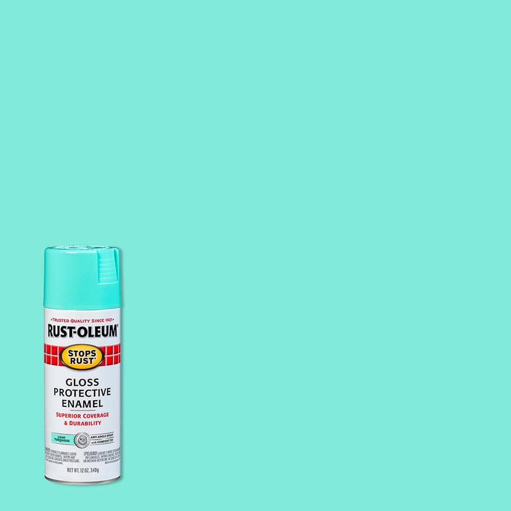 Rust-Oleum Stops Rust 12 oz. Protective Enamel Gloss Light Turquoise Spray  Paint 284678 - The Home Depot