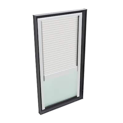 22-1/2 in. x 46-1/2 in. Fixed Curb Mount Skylight with Laminated Low-E3 Glass and White Manual Light Filtering Blind