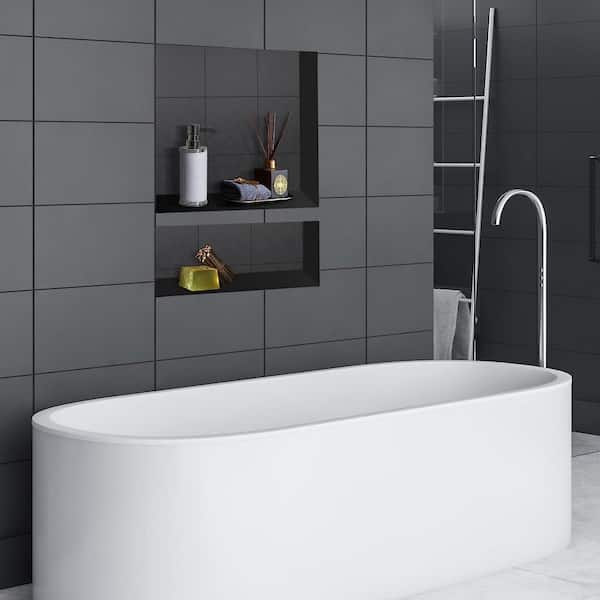 Lenape Large Black Ceramic Shower Shelf - 7 1/4 x 7 1/4