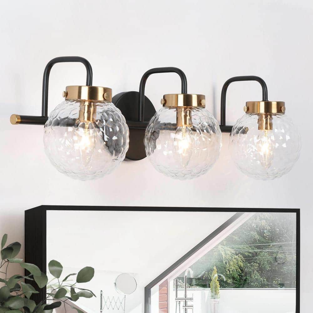 Modern 3-Light Black Vanity Light Brass Wall Light with Raspberry Glass Shade for Bathroom Vanity Mirror and Powder Room price history on PriceWatchPro
