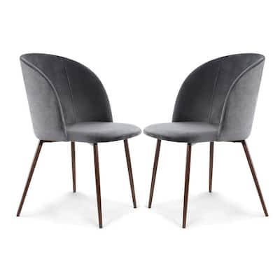 Kantwell Cool Charcoal Velvet Dining Chair (Set of 2)