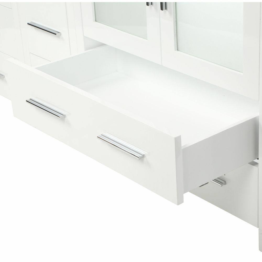 White Engineered Wood Single Vessel Sink Vanity Set with Mirror