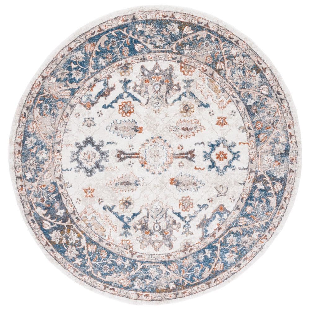 Symphony 7 ft. x 7 ft. Ivory/Navy Floral Border Round Area Rug price history on PriceWatchPro