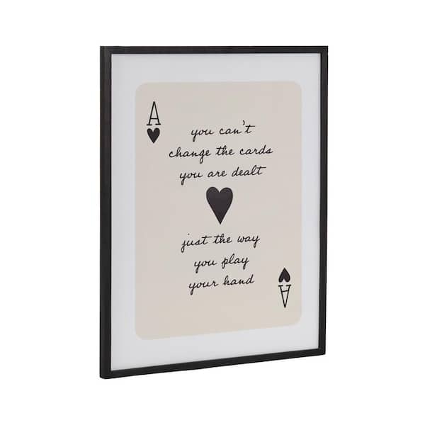 Kate and Laurel Gallery Ace of Heart Cards Positive Quote by the Creative Bunch Studio Black Framed Art Print 16 in. x 20 in.
