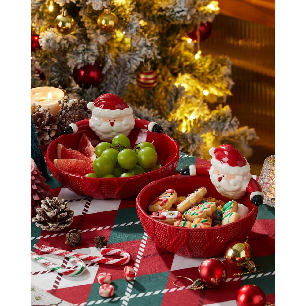 【未使用品】クリスマス食器セット サンタデザイン Wudkey 1 Piece Santa Fruit Bowls, Christmas Ceramic Serving Bowl