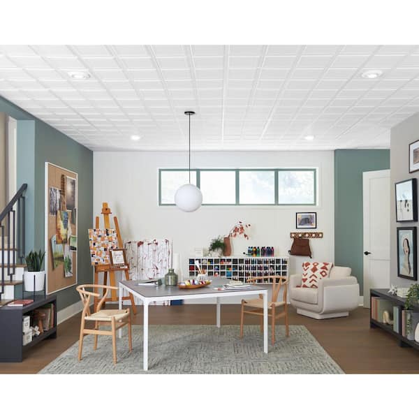Armstrong Ceilings 2-ft x 2-ft Raised Panel HomeStyle White Mineral Fiber Drop Ceiling Tile (6-Pack, 24-sq ft / Case)