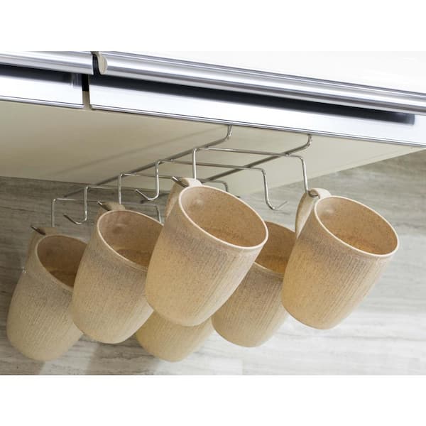Basicwise White Hanging Pot Rack Cup Rack Under Shelf Kitchen Utensil  Drying Hooks QI003809 - The Home Depot