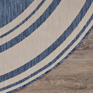 Nuu Garden Blue and White 5 ft. Round Moroccan Polypropylene Waterproof  Fade Resistant Indoor/Outdoor Area Rug SO04-01 - The Home Depot