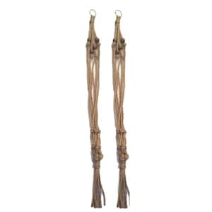 Primitive Planters 36 in. Natural Jute Knotted Rope Plant Hanger (2-Pack)  1579 - The Home Depot