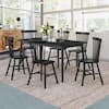 Windsor Classic Black Solid Wood Dining Chairs with Curving Spindle Back for Kitchen and Dining Room Set of 6