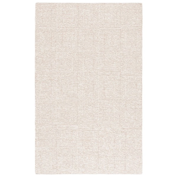 Manhattan 9 ft. x 12 ft. Ivory/Beige Geometric Solid Color Area Rug