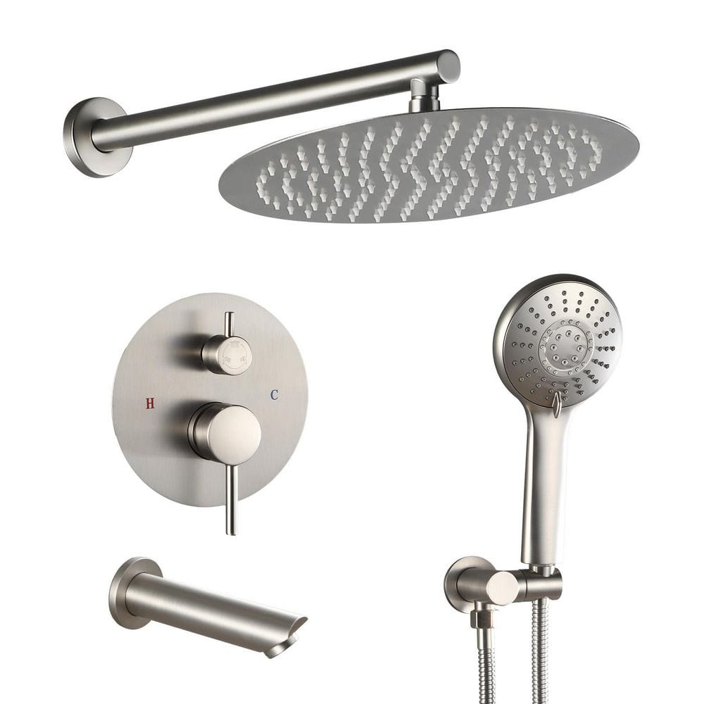 Single-Handle 3-Spray Tub and Shower Faucet with 12 in. Rain Shower Heads 2