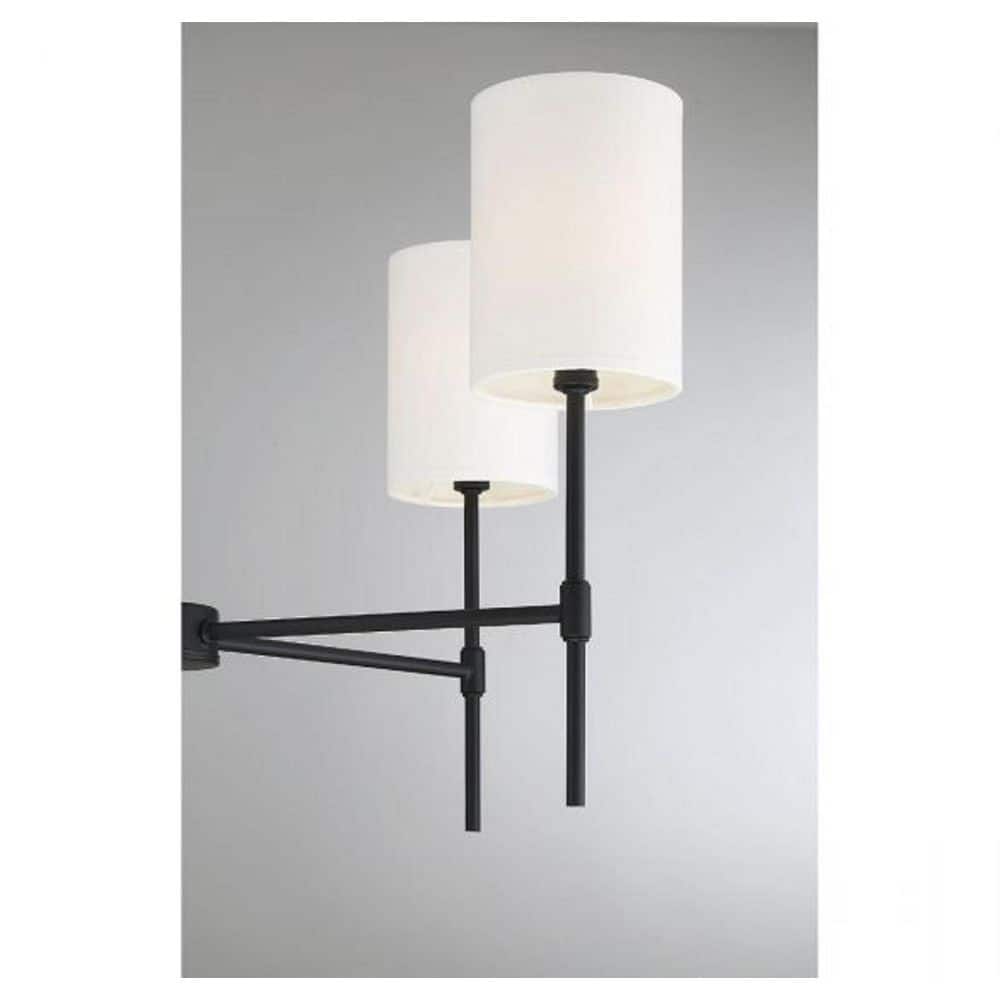 Matte Black and White Fabric 5-Light Chandelier