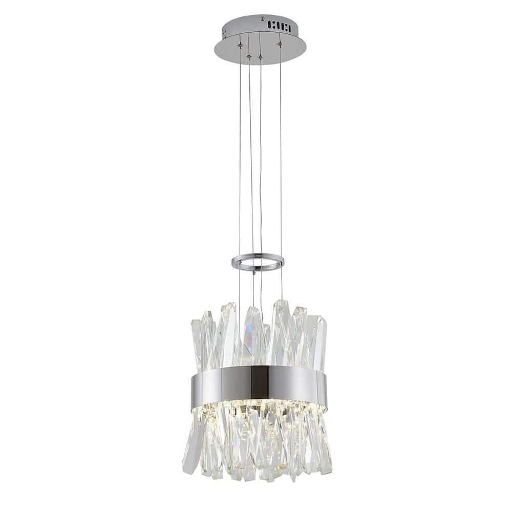 Ledger 20-Watt 1-Light Chrome Crystal Integrated LED Mini Pendant Light wit
