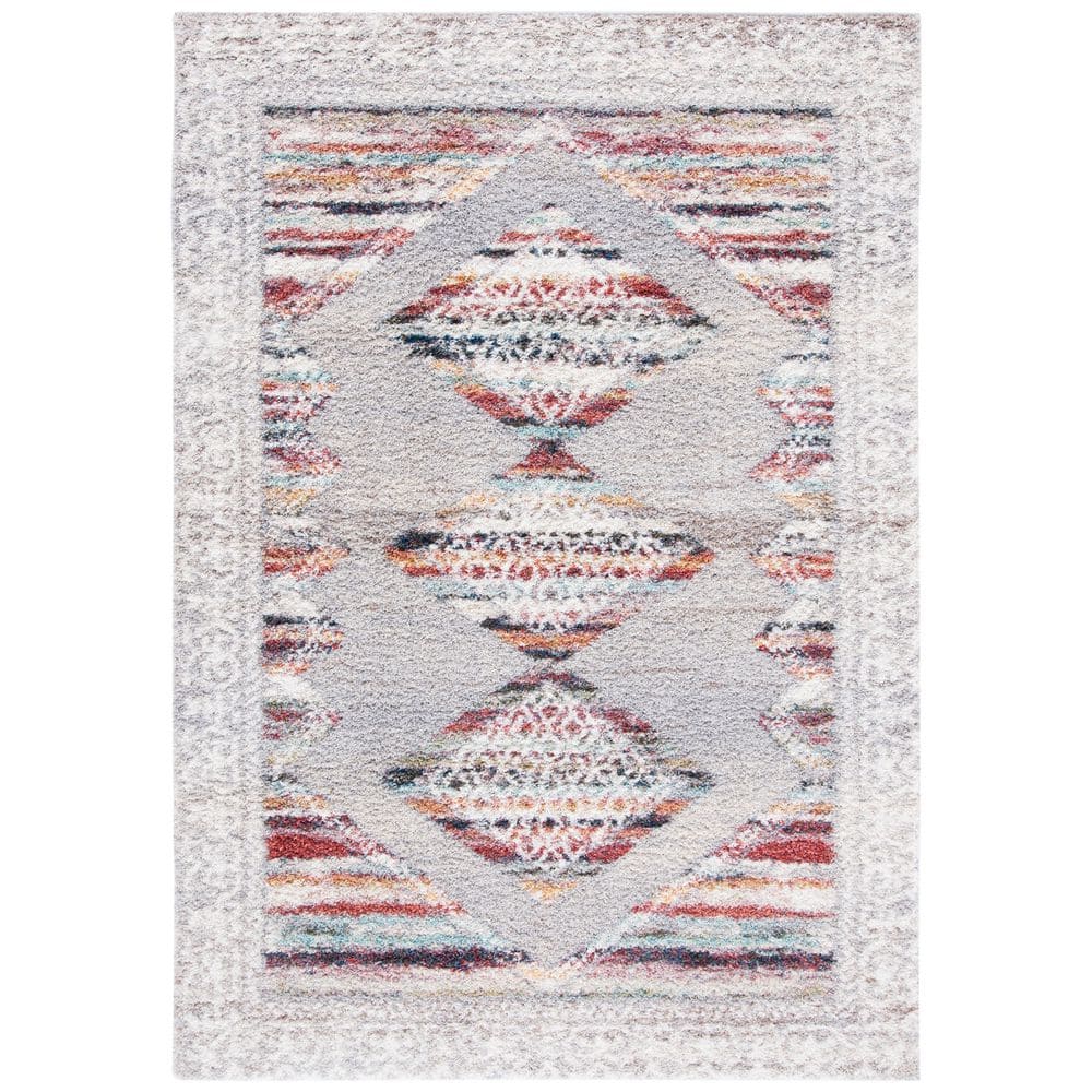 SAFAVIEH Calista 5 ft. x 8 ft. Gray/Ivory Geometric Border Area Rug ...