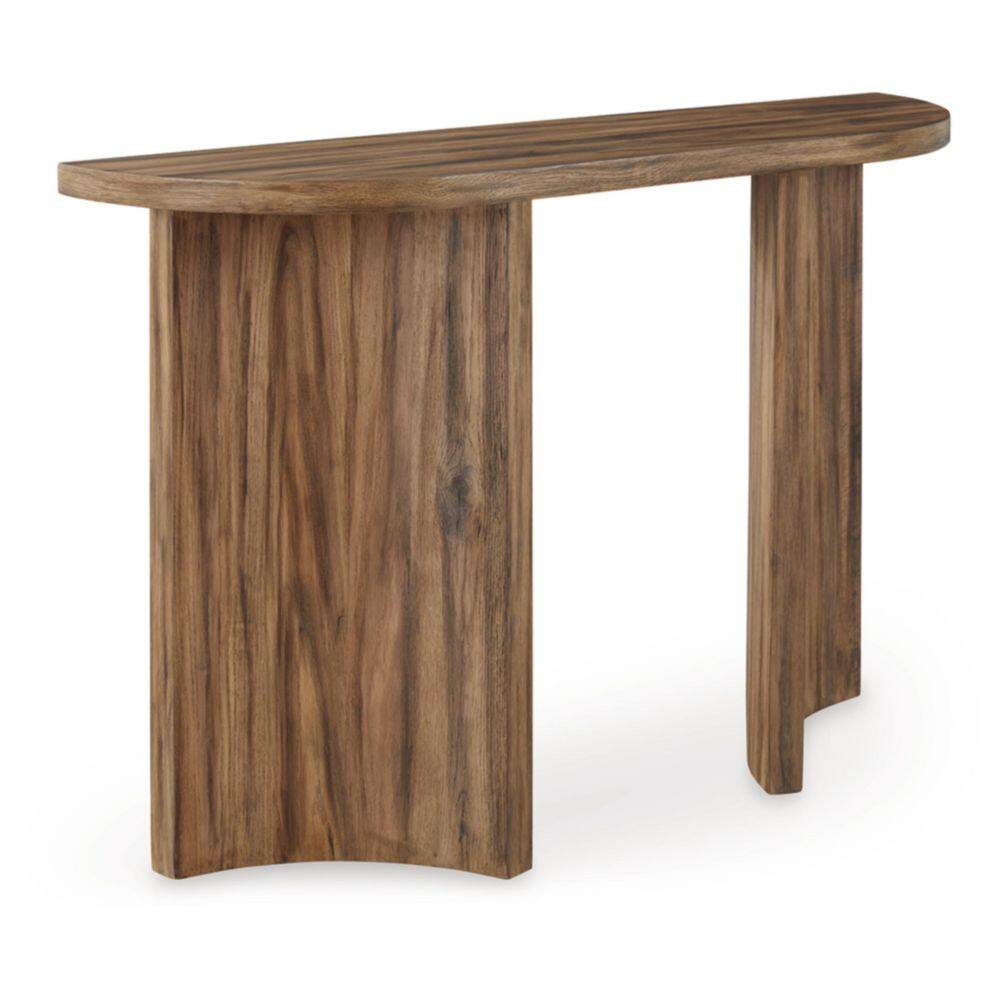 Austanny Medium Oak Modern Sofa Console with Plinth Base