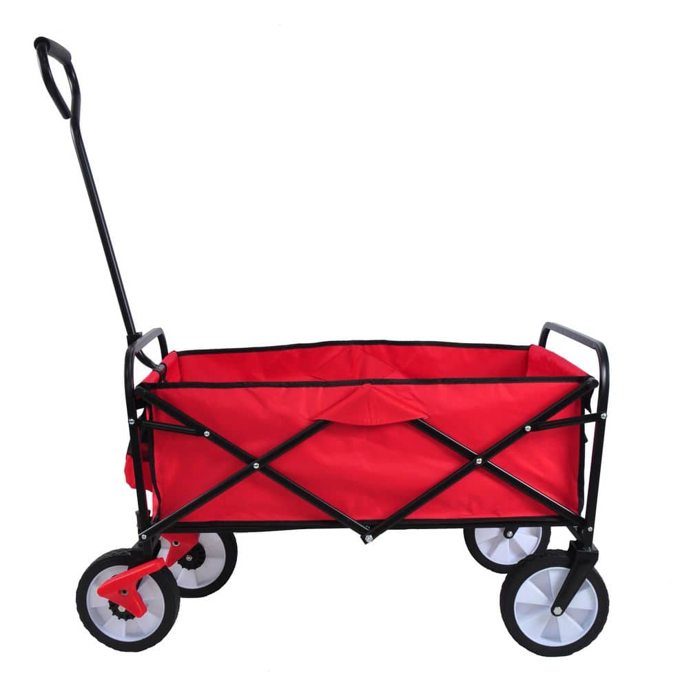 4.82 cu. ft. Metal Folding Garden Cart Shopping Beach Cart Red