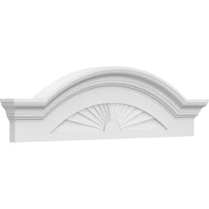 2-1/2 in. x 34 in. x 9-1/2 in. Segment Arch W/ Flankers Sunburst Architectural Grade PVC Pediment