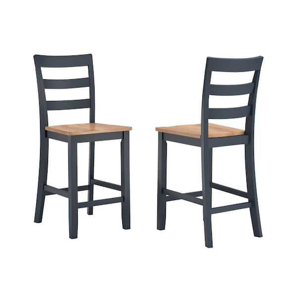 Gesthaven Dark Blue / Light Brown Wood Counter Height Bar Stool