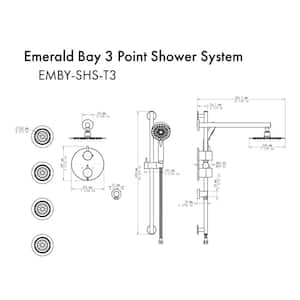 ZLINE Emerald Bay 4-Jet Thermostatic Shower System in Brushed Nickel (EMBY-SHS-T3-BN)