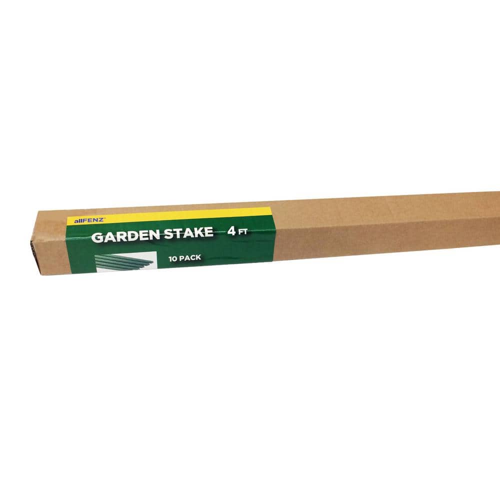 48" Green Plastic-Coated Steel Garden Stakes (10 Pack)