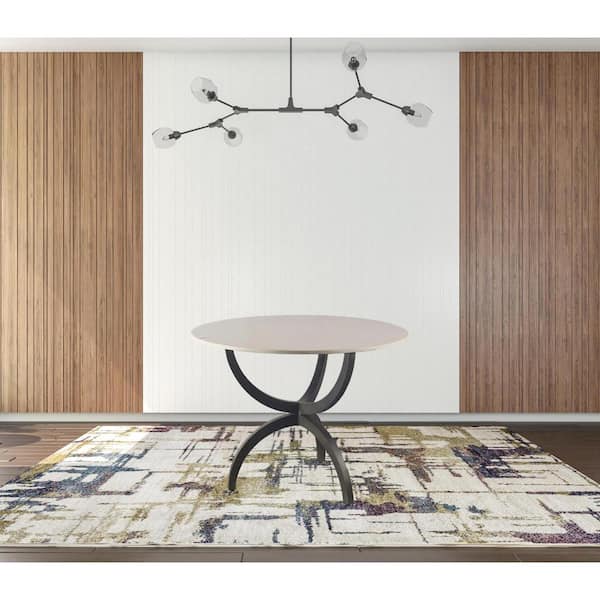 HomeRoots Black Marble 40 in. 3 Legs Dining Table Seats 2