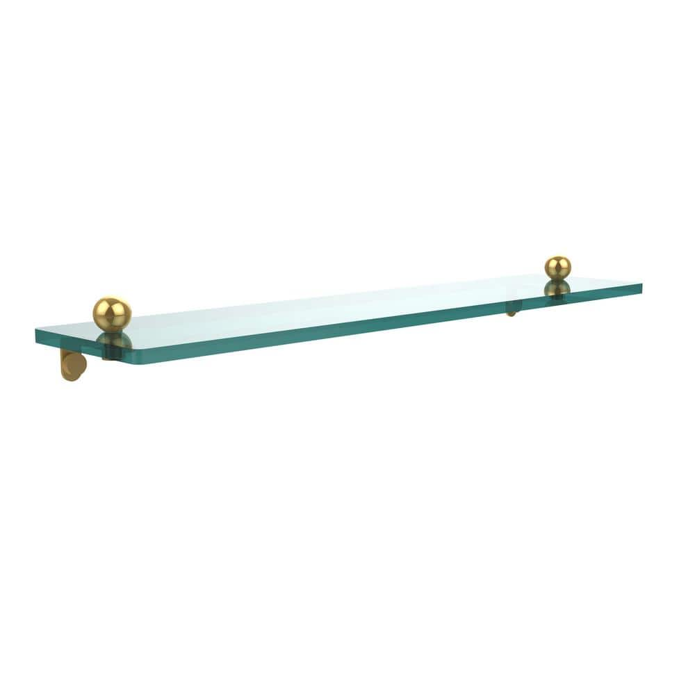 Allied Brass 22 in. L x 3 in. H x 5 in. W Clear Glass Vanity Bathroom Shelf in Polished Brass