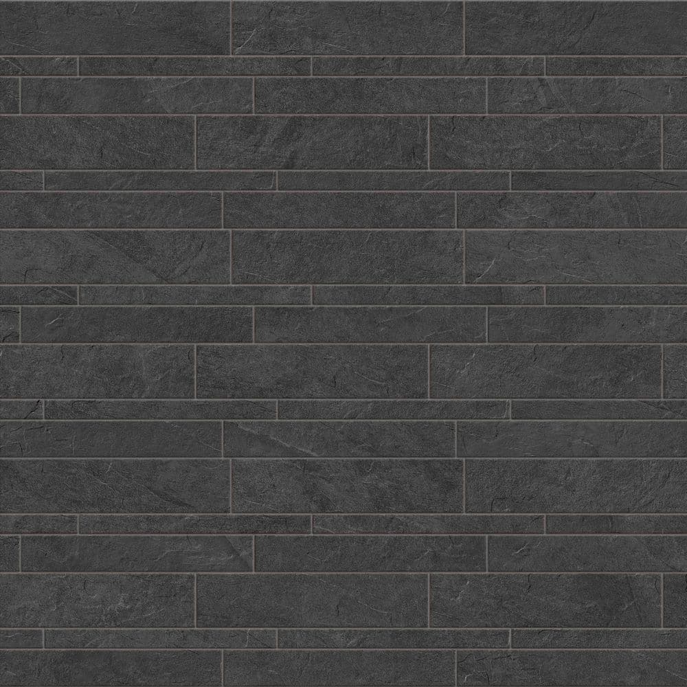 Slate Black Linear 11.75 in. x 11.75 in. Stone Look Mosaic Floor and Wall Tile (4.74 sq. ft./Case) price history on PriceWatchPro