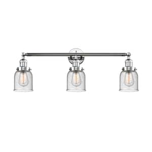 Bell 30 in. 3-Light Polished Chrome Vanity Light with Seedy Glass Shade