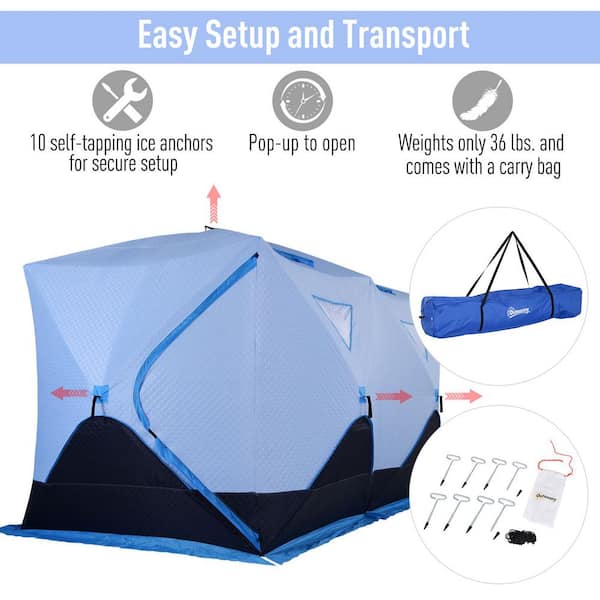 Outsunny Portable 8-Person Pop-Up Ice Shelter Insulated Ice