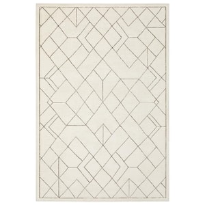 Rayder Ivory/Taupe 2 ft. x 8 ft. Faceted Geometric Polypropylene/Polyester Indoor Runner Area Rug