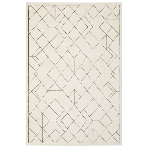 AVERLEY HOME Rayder Ivory/Taupe Doormat 3 ft. x 5 ft. Faceted Geometric Polypropylene/Polyester Indoor Area Rug